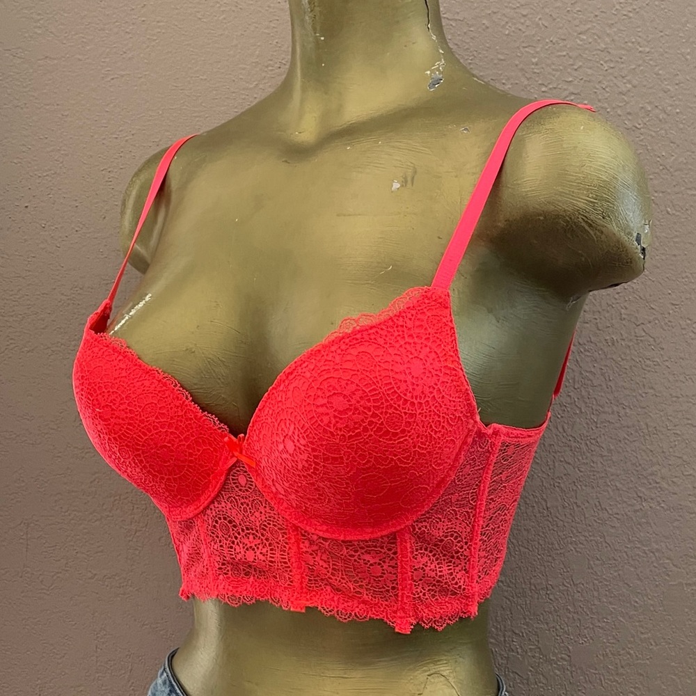 NWOT Neon DAYGLO Orange Fluoro Longline BRA Size 34B